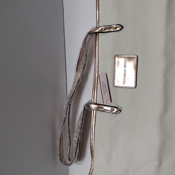 Victoria's Secret Metallic Pink White Canvas Tote Bag - Picture 8 of 10